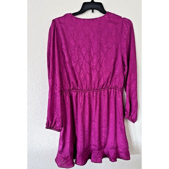 Michael Kors Women's Snake Print Jacquard Faux Wrap Mini Dress Deep Fuchsia L - Picture 8 of 12